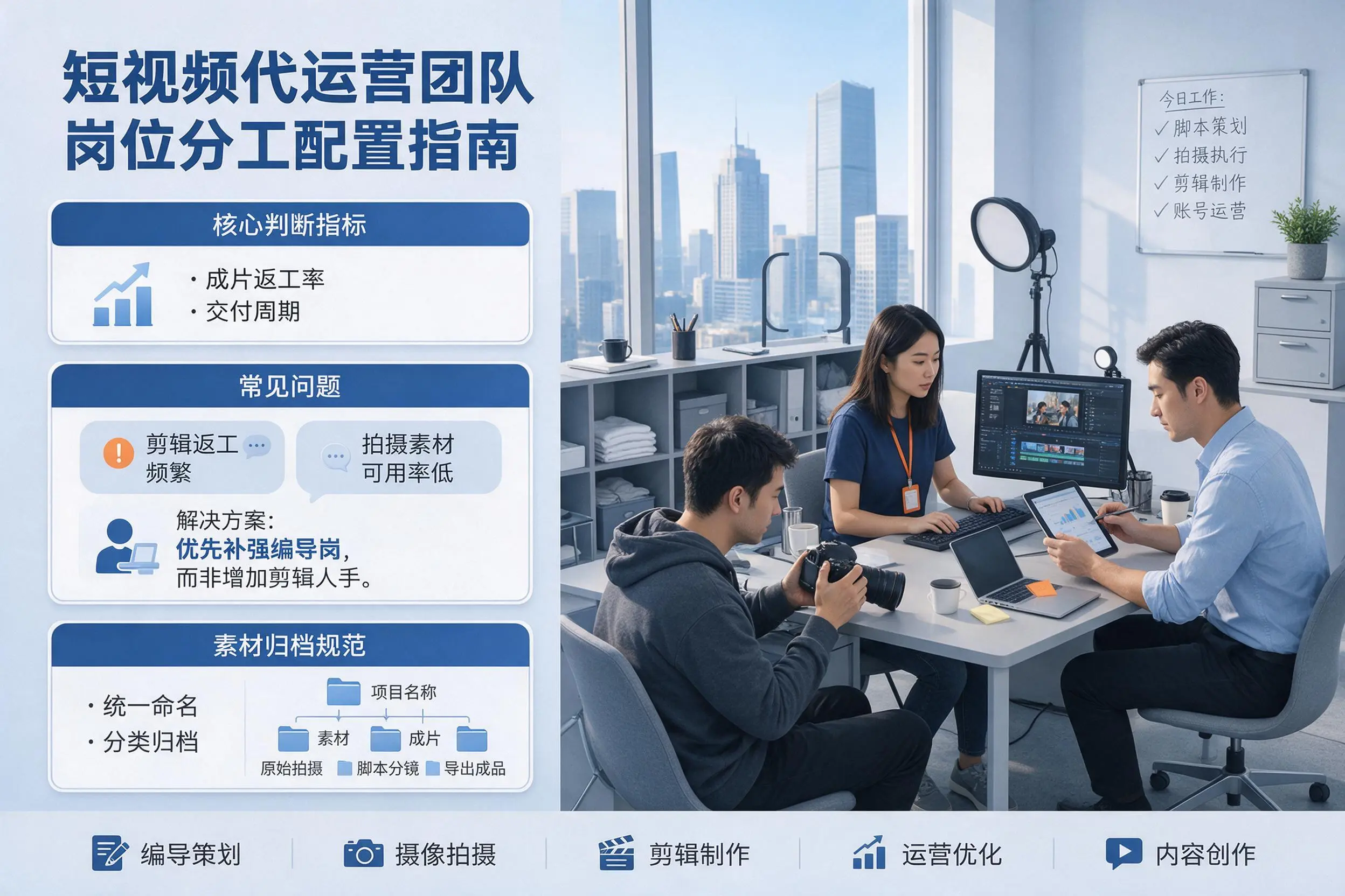 短视频代运营团队如何配置?北京企业岗位分工科普说明