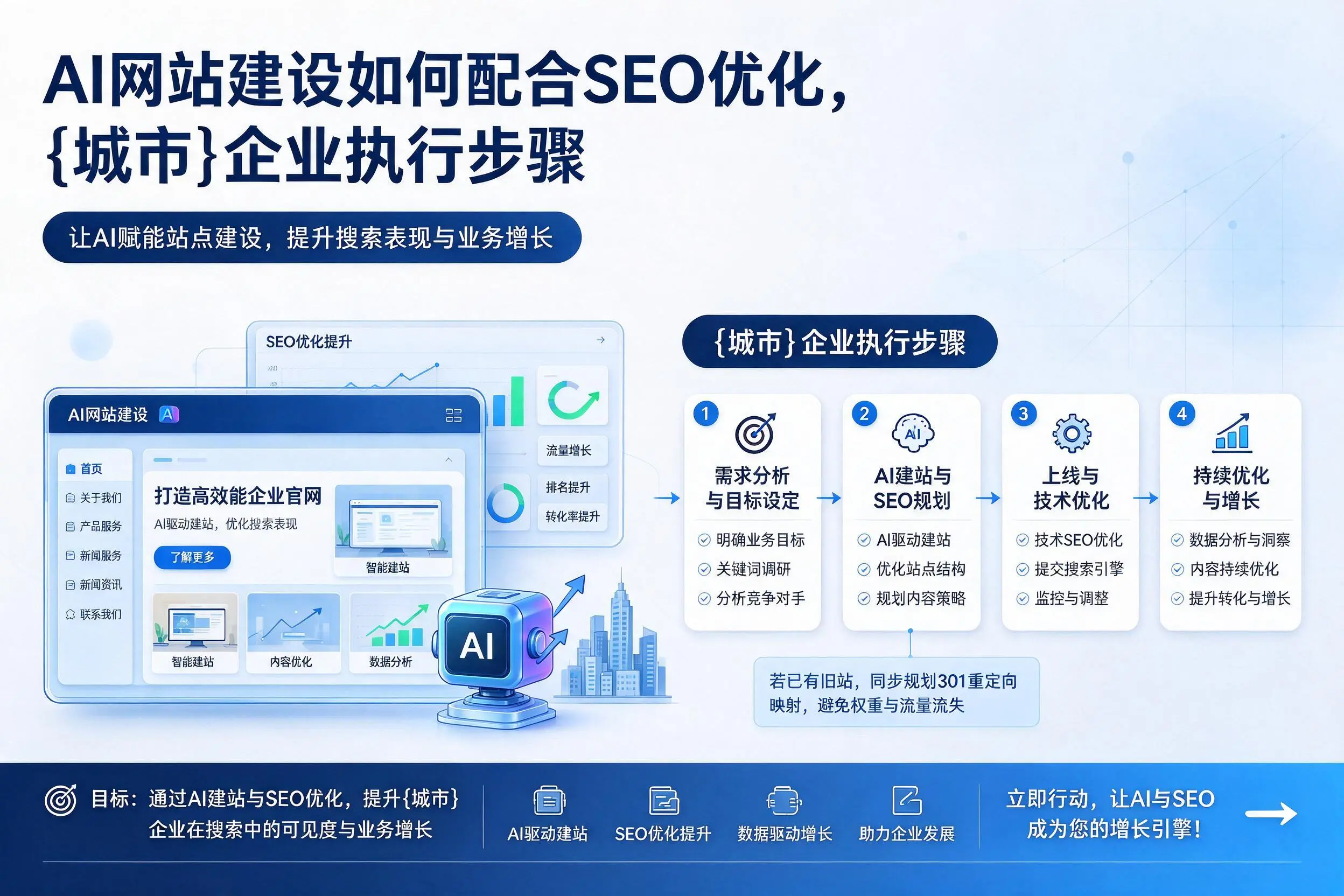 AI网站建设如何配合SEO优化,北京企业执行步骤