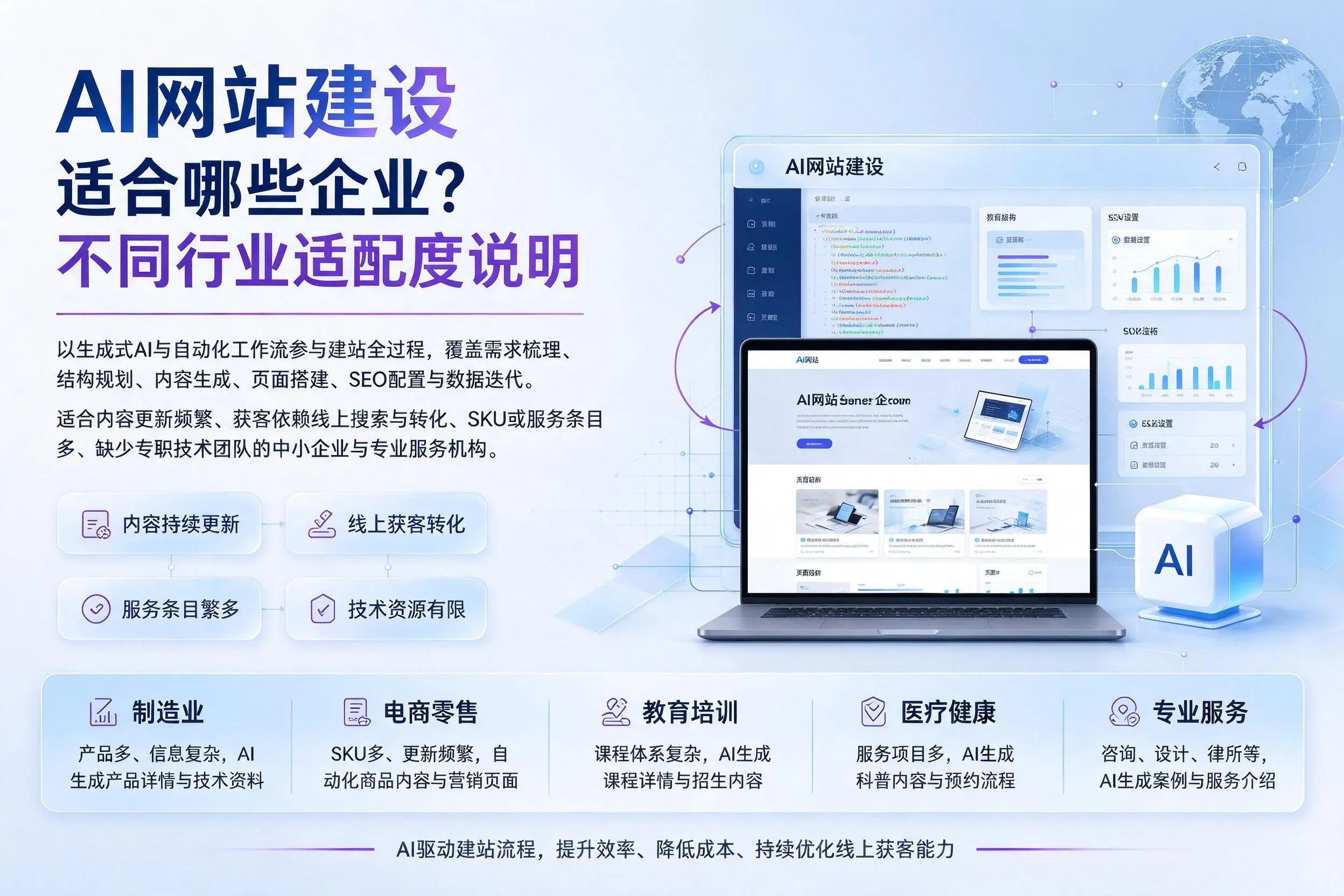 AI网站建设适合哪些企业？北京不同行业适配度说明